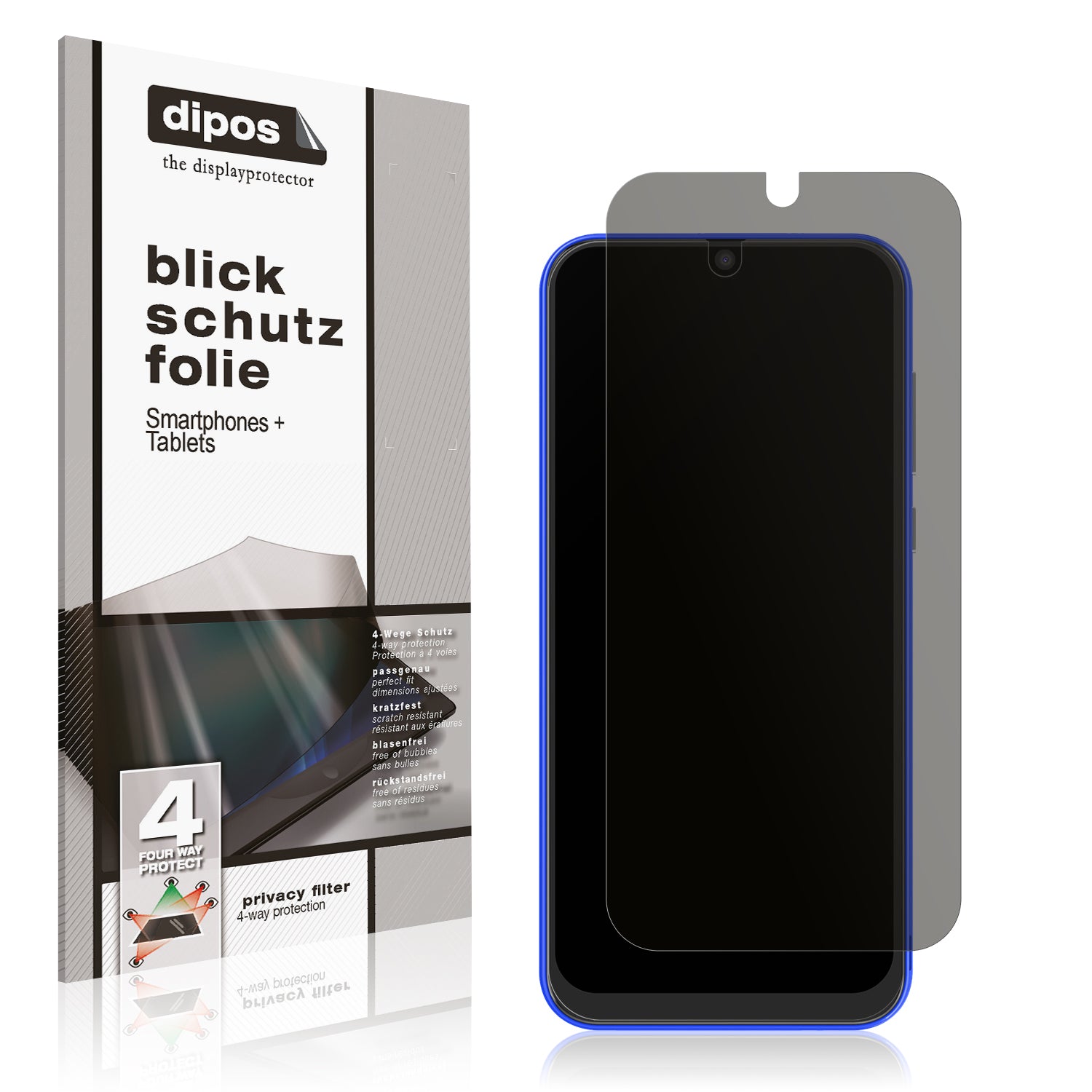 Blickschutzfolie von dipos passend für INOI A62 Lite, präziser Zuschnitt und blasenfrei montiert