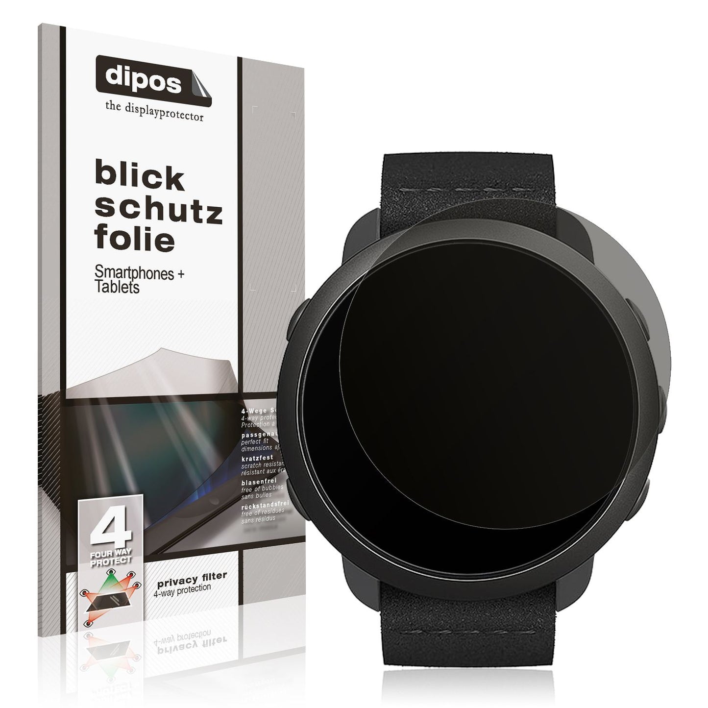 Blickschutzfolie von dipos passend für Suunto 3, präziser Zuschnitt und blasenfrei montiert