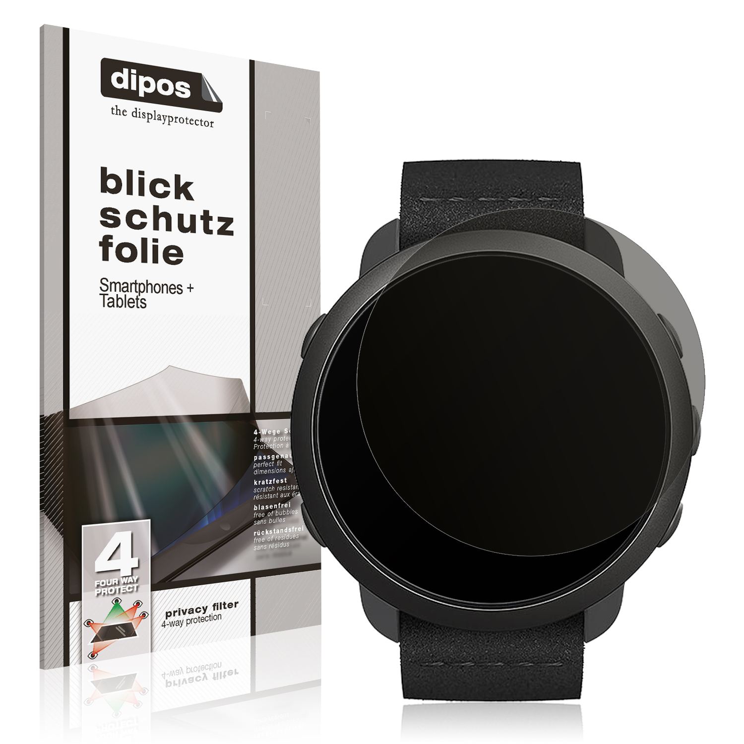 Blickschutzfolie von dipos passend für Suunto 3, präziser Zuschnitt und blasenfrei montiert