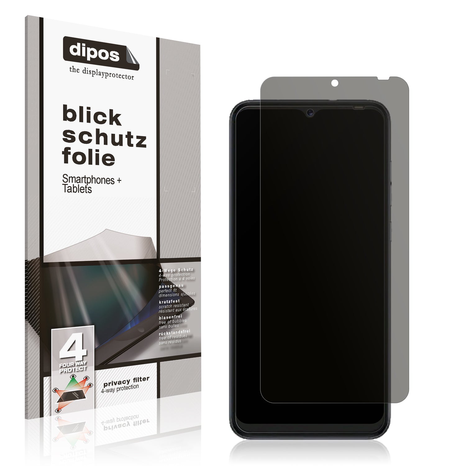 Blickschutzfolie von dipos passend für Tecno POP 5P, präziser Zuschnitt und blasenfrei montiert