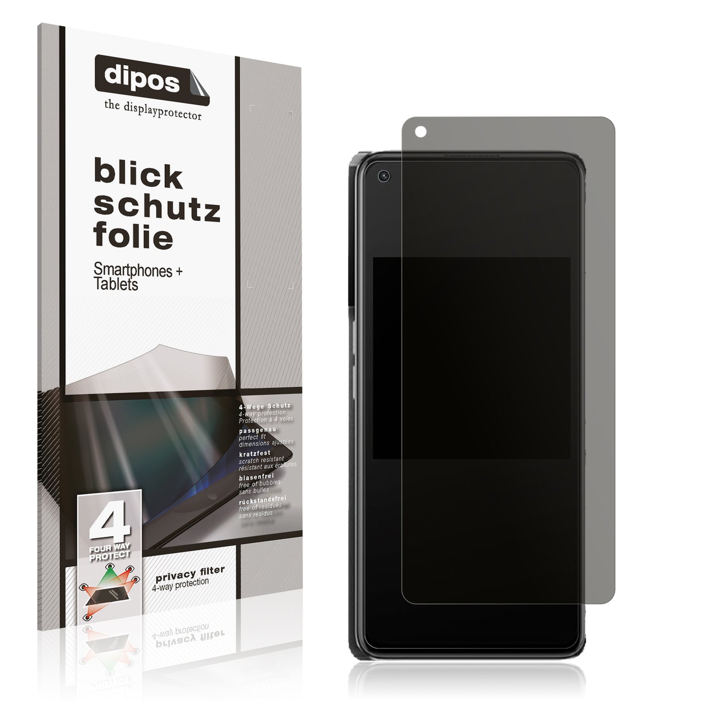 Blickschutzfolie von dipos passend für Oppo K10 Pro, präziser Zuschnitt und blasenfrei montiert