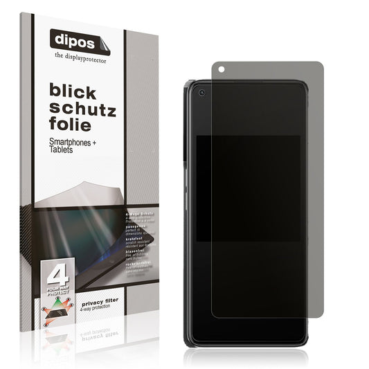 Blickschutzfolie von dipos passend für Oppo K10 Pro, präziser Zuschnitt und blasenfrei montiert