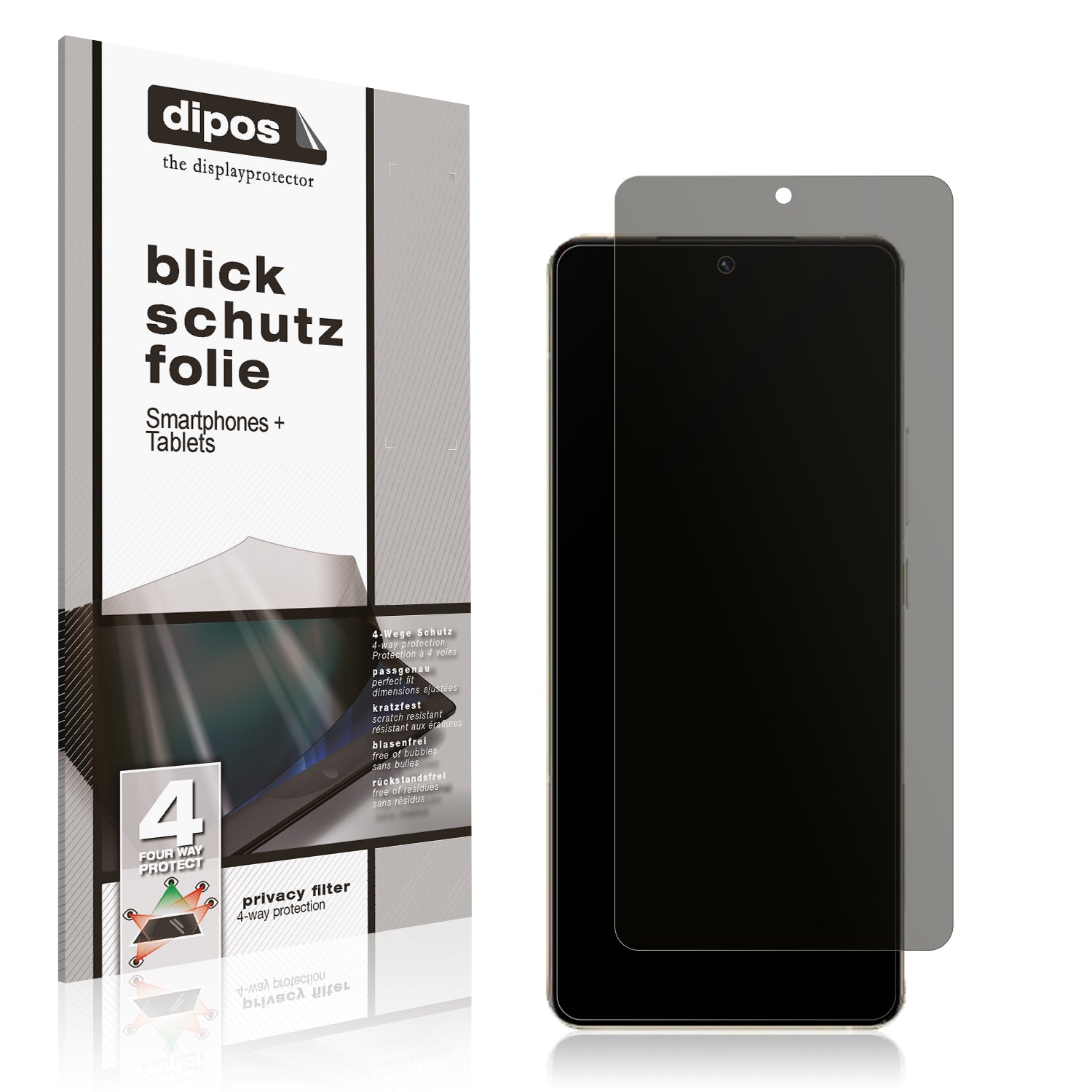 Blickschutzfolie von dipos passend für VIVO S16, präziser Zuschnitt und blasenfrei montiert