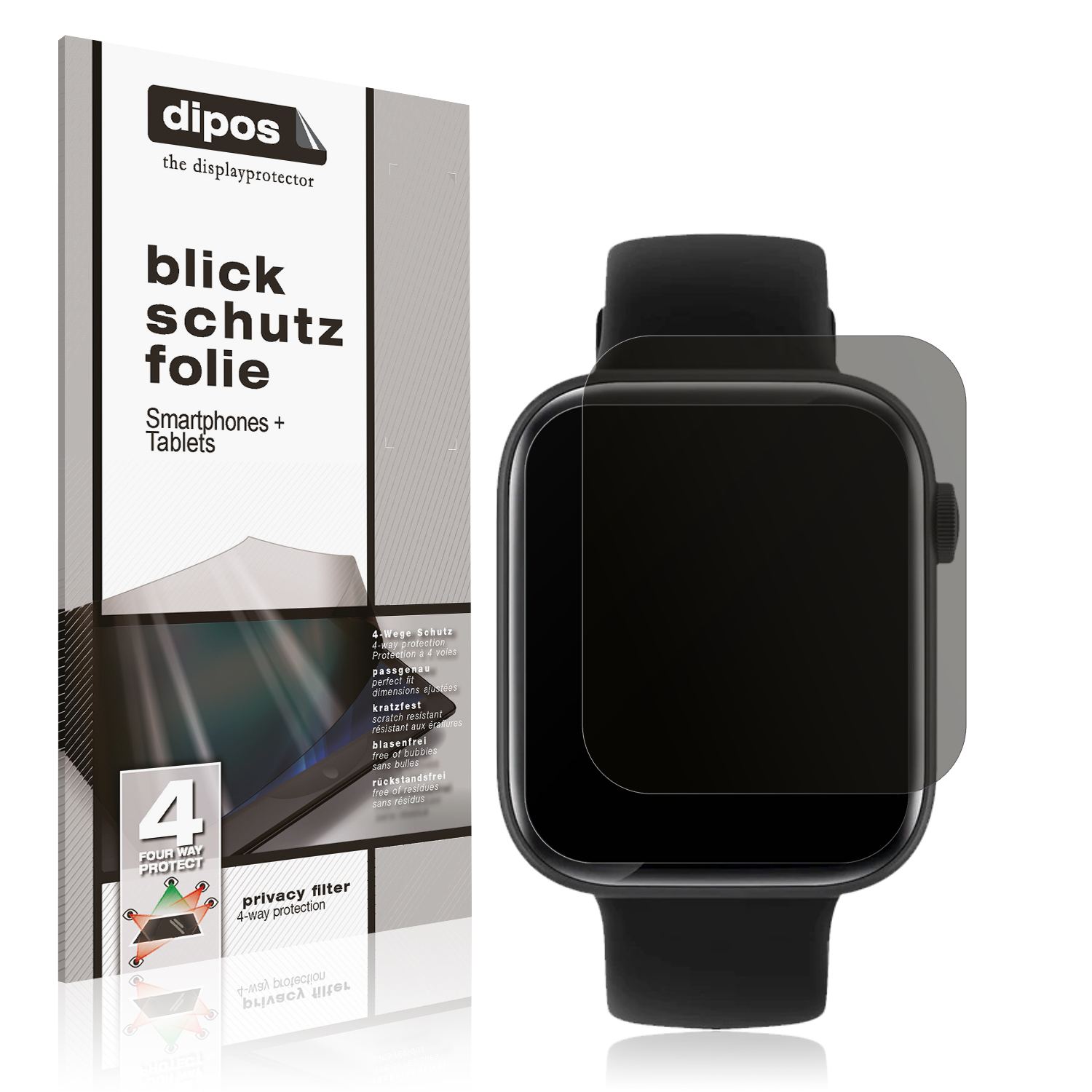 Blickschutzfolie von dipos passend für Fireboltt Ring 3, präziser Zuschnitt und blasenfrei montiert