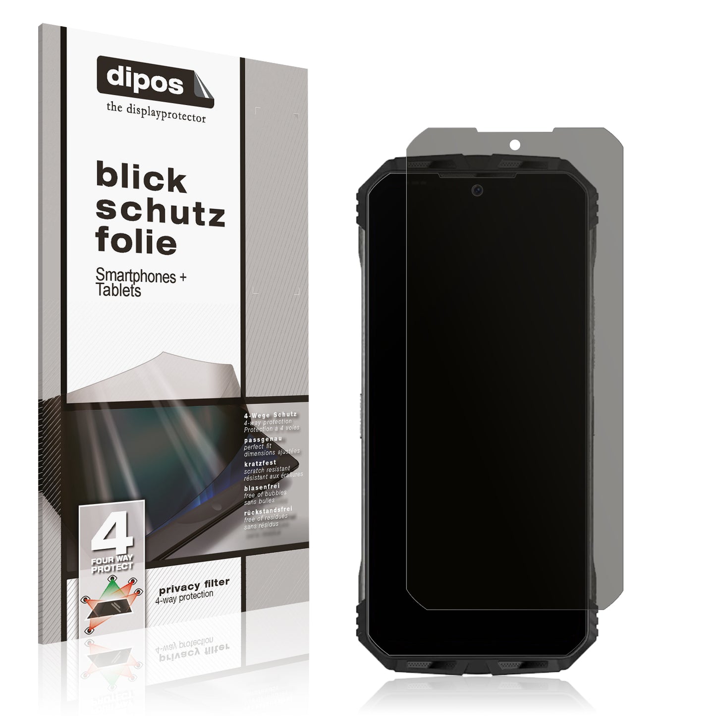 Blickschutzfolie von dipos passend für Doogee V30 Pro, präziser Zuschnitt und blasenfrei montiert