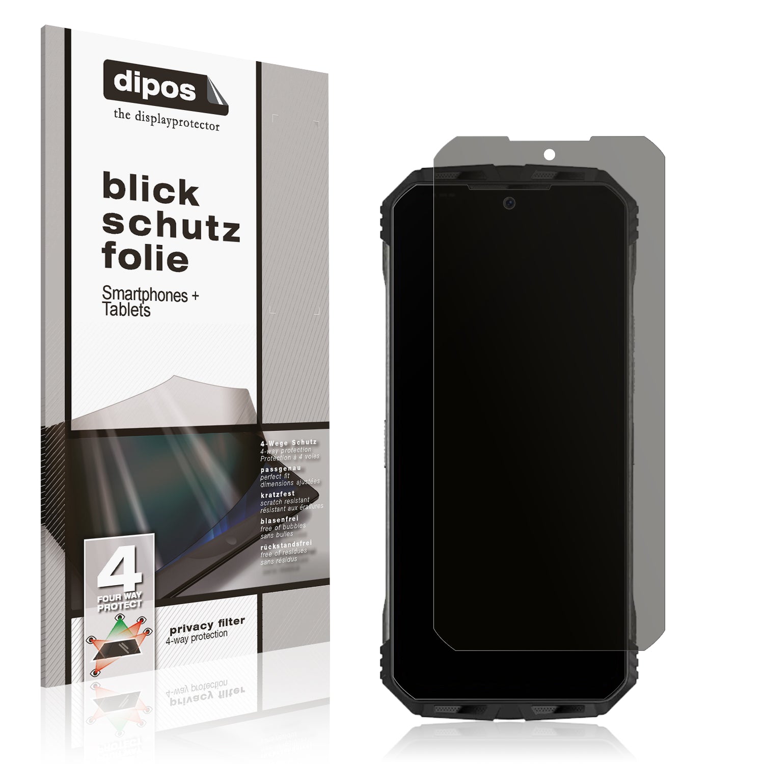 Blickschutzfolie von dipos passend für Doogee V30 Pro, präziser Zuschnitt und blasenfrei montiert