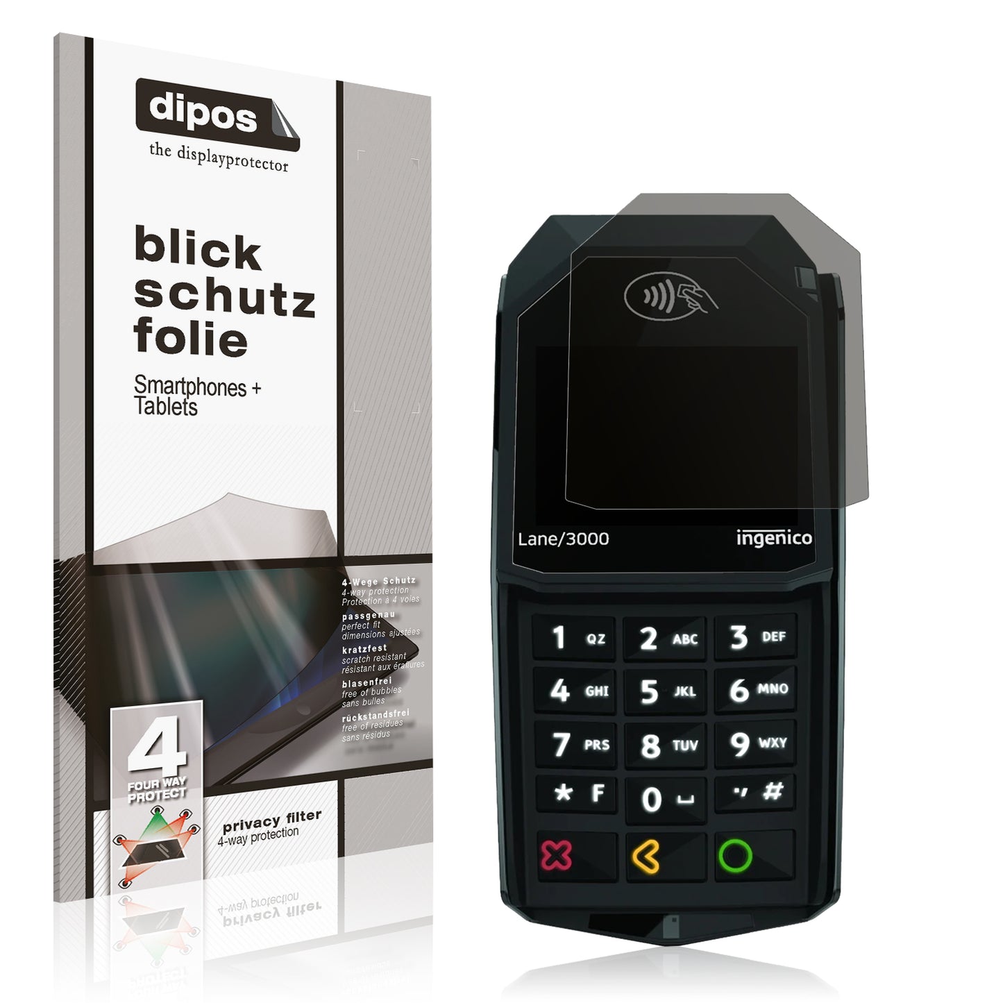 Blickschutzfolie für Ingenico Lane 3000 matt Schutzfolie Privacy