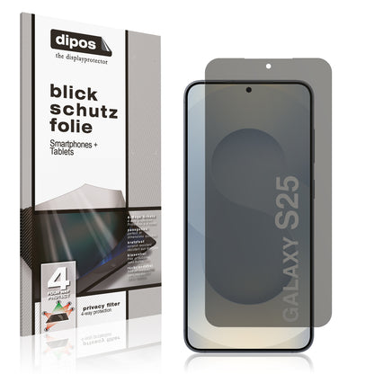Blickschutzfolie von dipos passend für Samsung Galaxy S25, präziser Zuschnitt und blasenfrei montiert