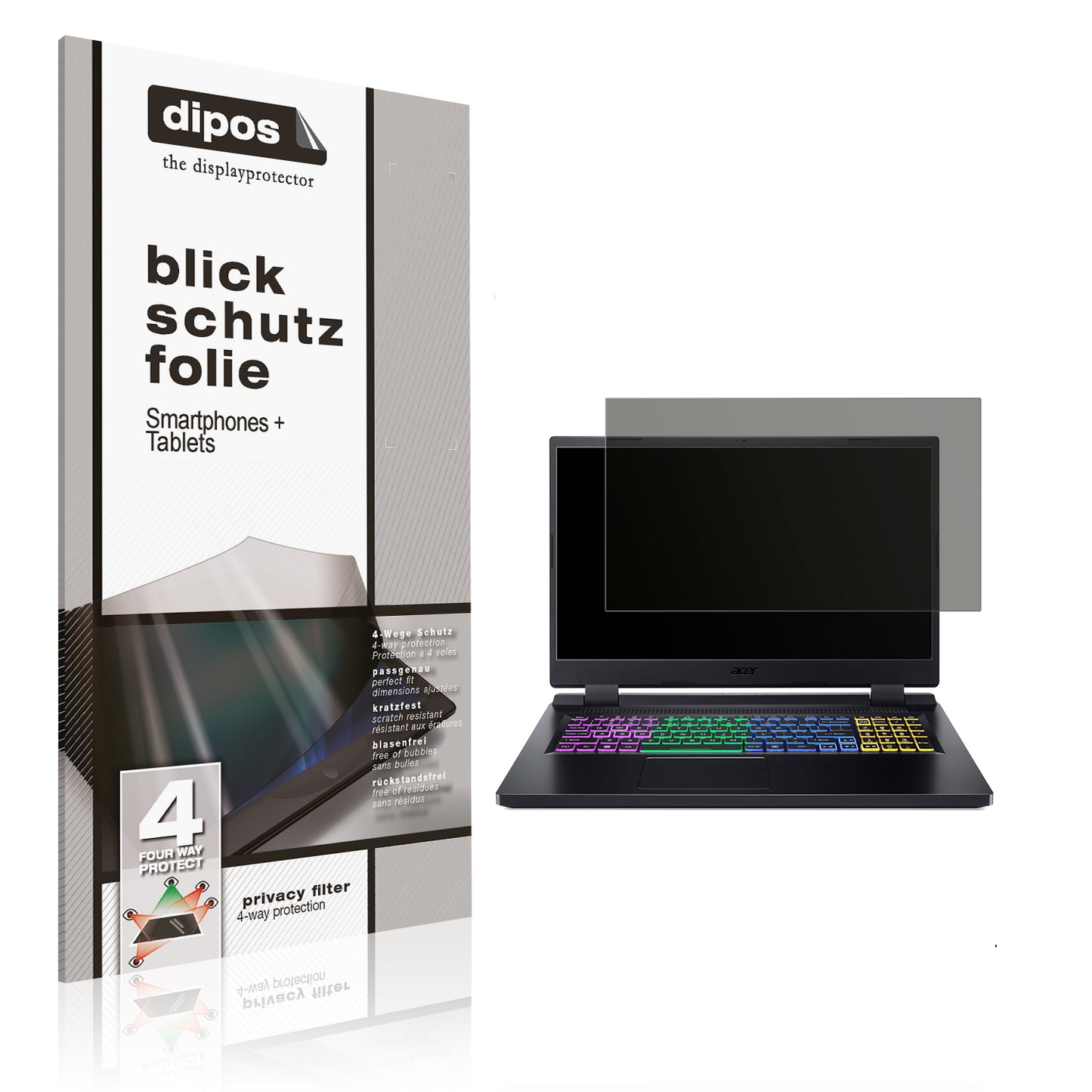 Blickschutzfolie für Acer Nitro 5 Gaming AN517-55 matt Schutzfolie Privacy