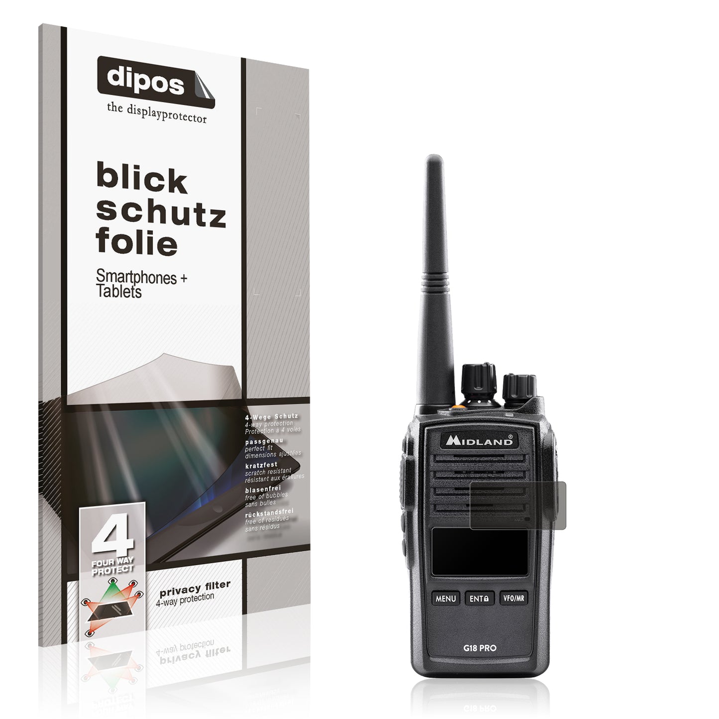 Blickschutzfolie für Midland G18 Pro PMR matt Schutzfolie Privacy