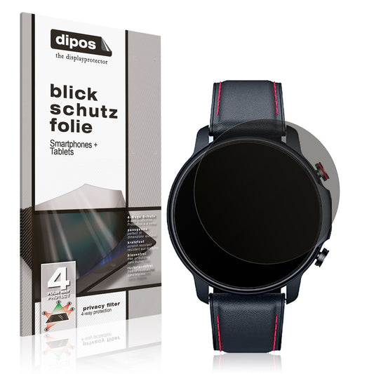 Blickschutzfolie von dipos passend für Motsfit 1,32 Zoll Smartwatch, präziser Zuschnitt und blasenfrei montiert