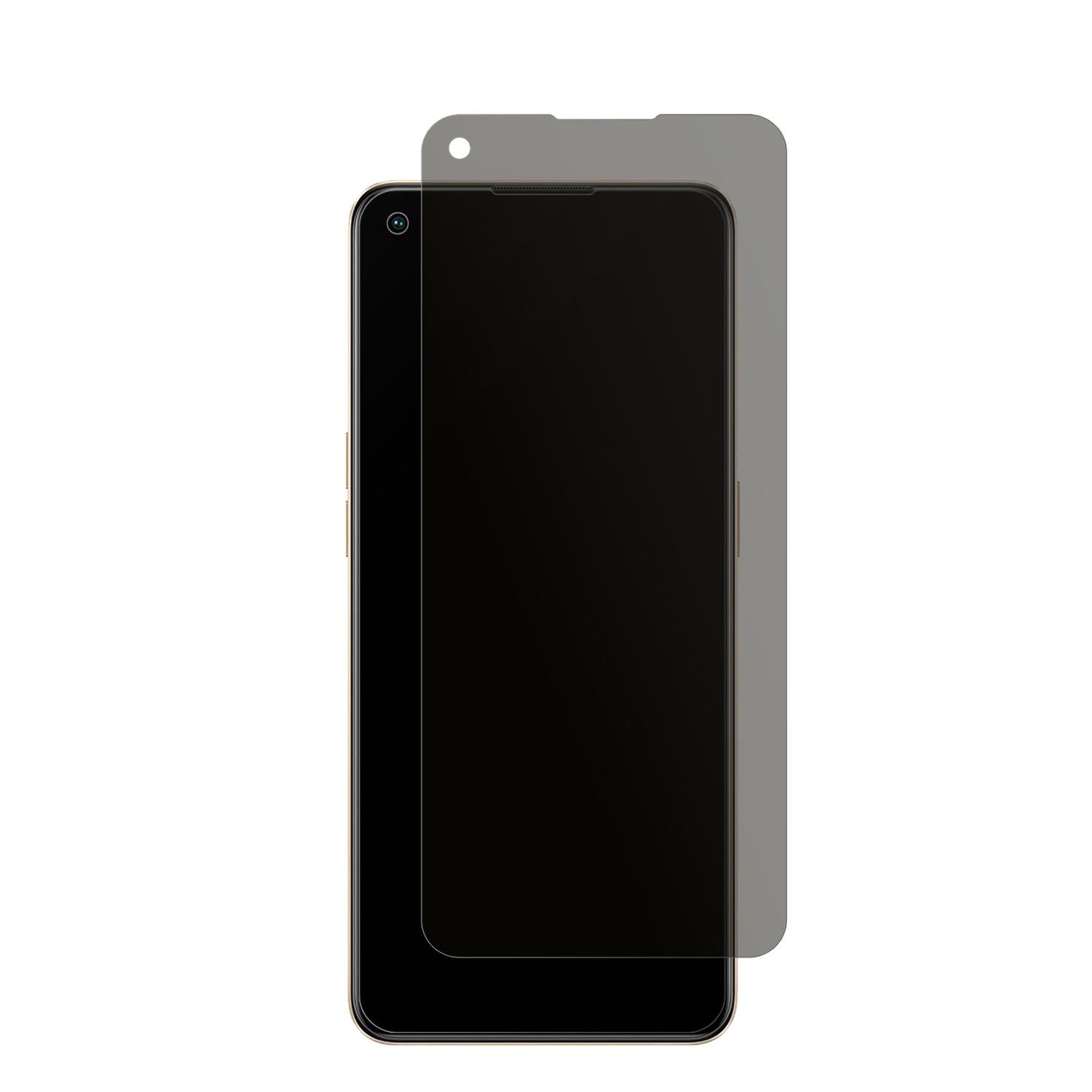 OppoF21 Pro mit aufgebrachtem dipos Displayschutz, der seitliche Einblicke blockiert