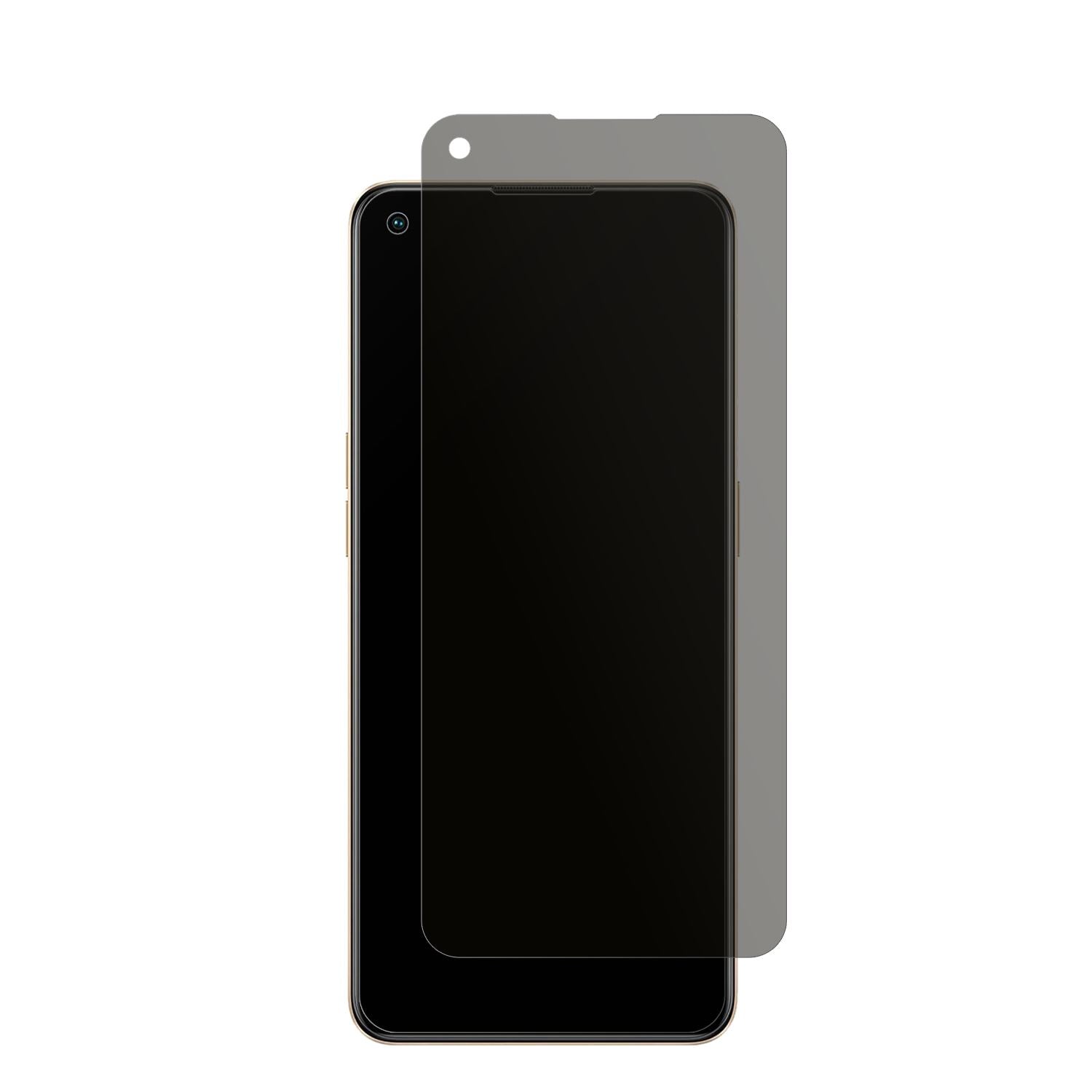 OppoF21 Pro mit aufgebrachtem dipos Displayschutz, der seitliche Einblicke blockiert