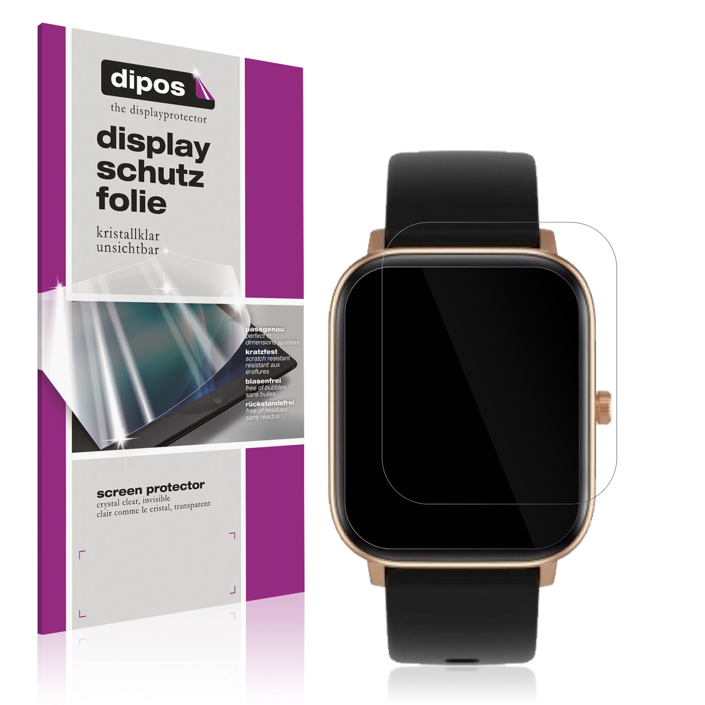 Klare Displayschutzfolie von dipos passend für Noise ColorFit Icon 2, präziser Zuschnitt und blasenfrei montiert