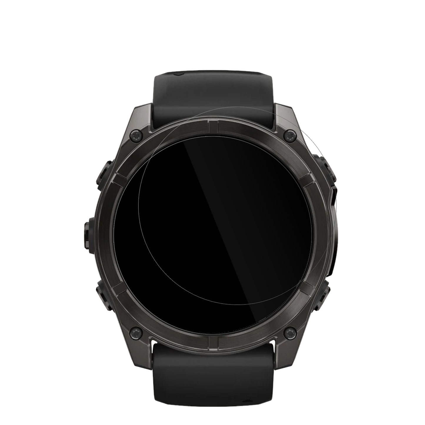 GarminFenix 8 43mm mit aufgebrachter dipos Displayschutzfolie, glasklare Darstellung ohne Einschränkungen