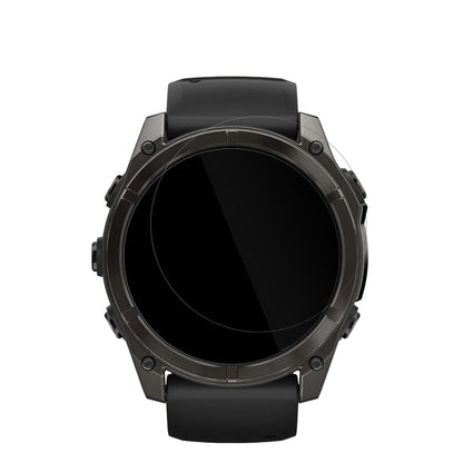 GarminFenix 8 43mm mit aufgebrachter dipos Displayschutzfolie, glasklare Darstellung ohne Einschränkungen