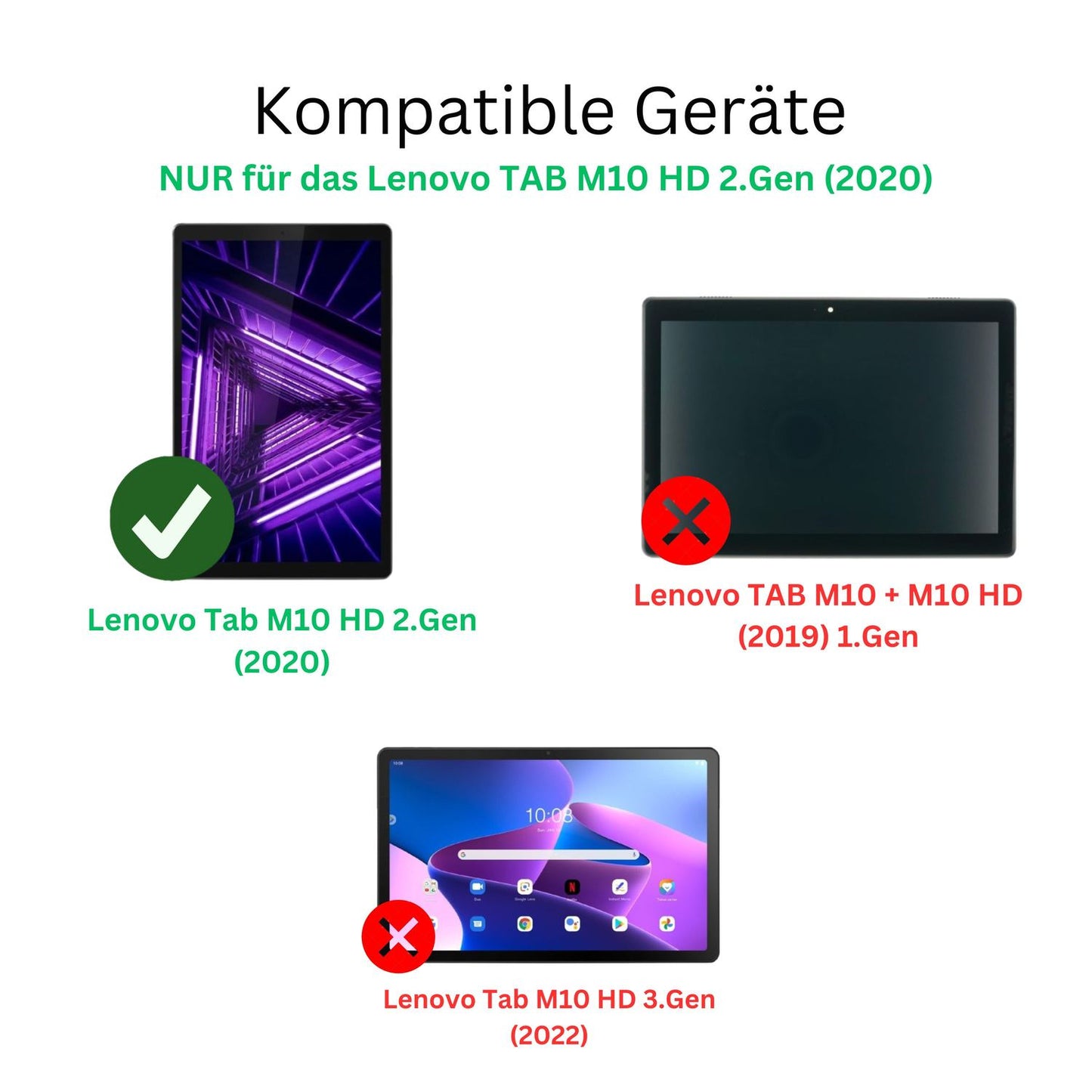 dipos Displayschutz für Lenovo Tab M10 HD 2nd Gen, mattierte Oberfläche, geringe Dicke und perfekte Passform