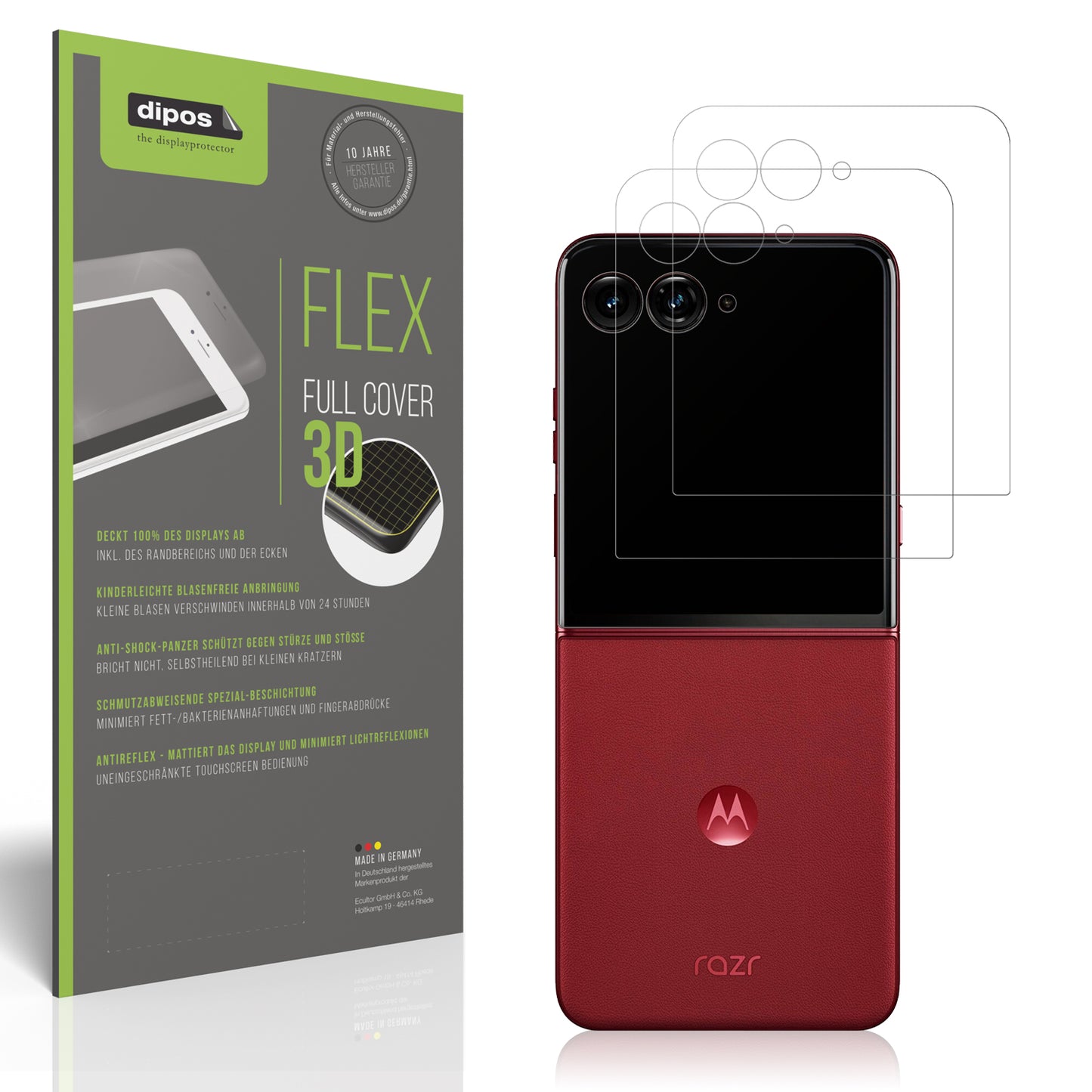 2x Full Cover Schutzfolie matt für Motorola Razr 60 Ultra Aussen-Display