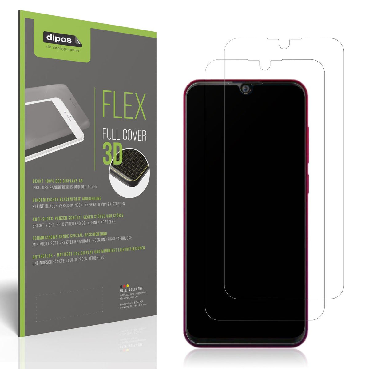2x Full Cover Schutzfolie matt für Walton Primo H9