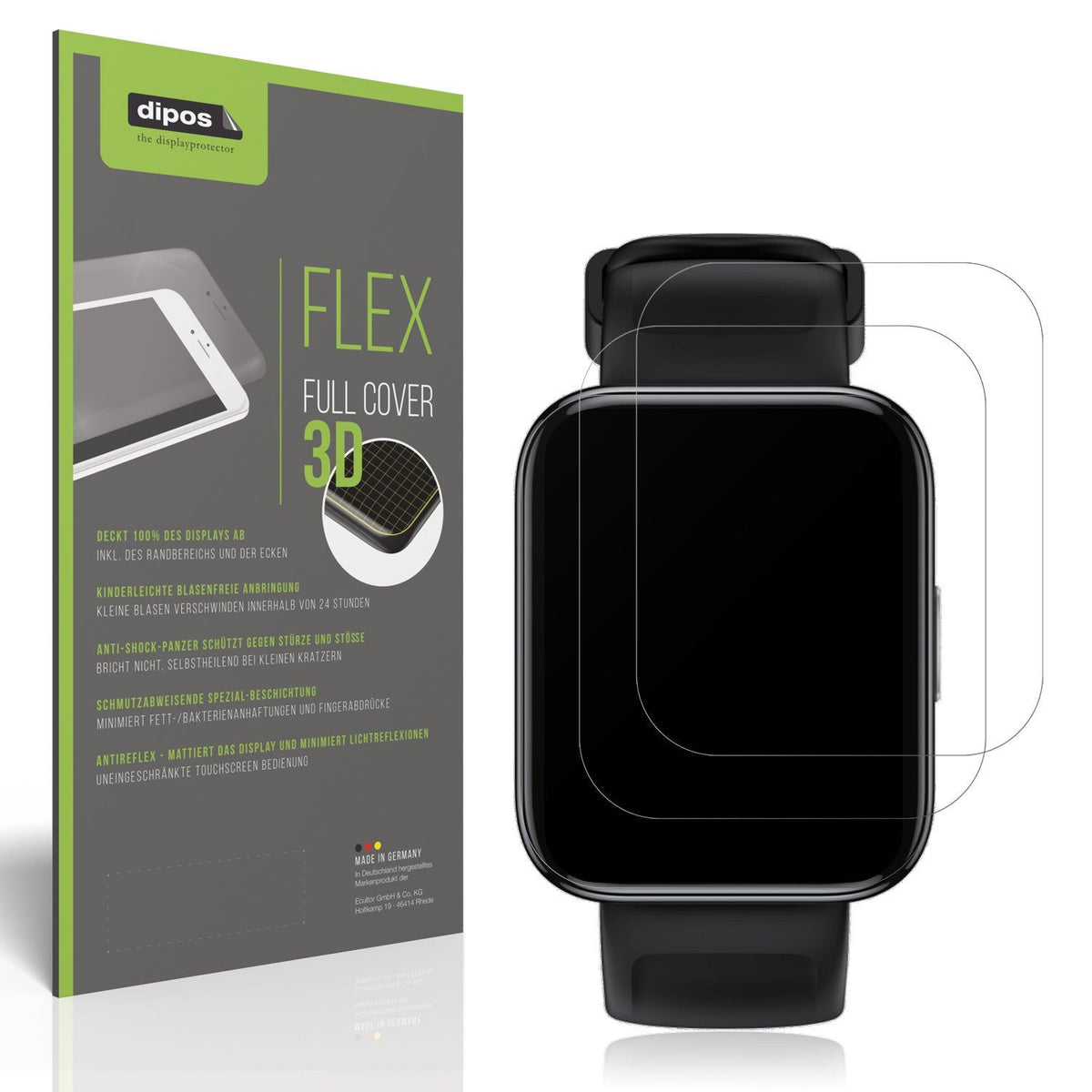 2x Full Cover Schutzfolie matt für Realme Watch 3