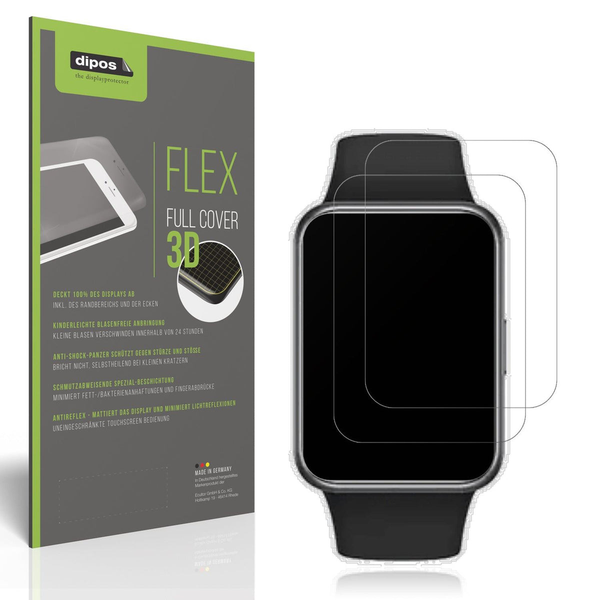 2x Full Cover Schutzfolie matt für Huawei Watch Fit 2