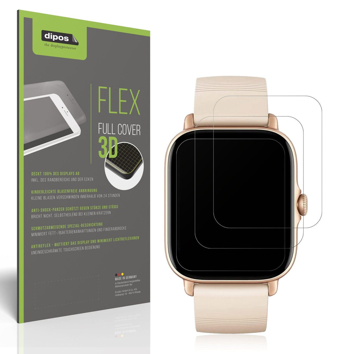 2x Full Cover Schutzfolie matt für Amazfit GTS 3