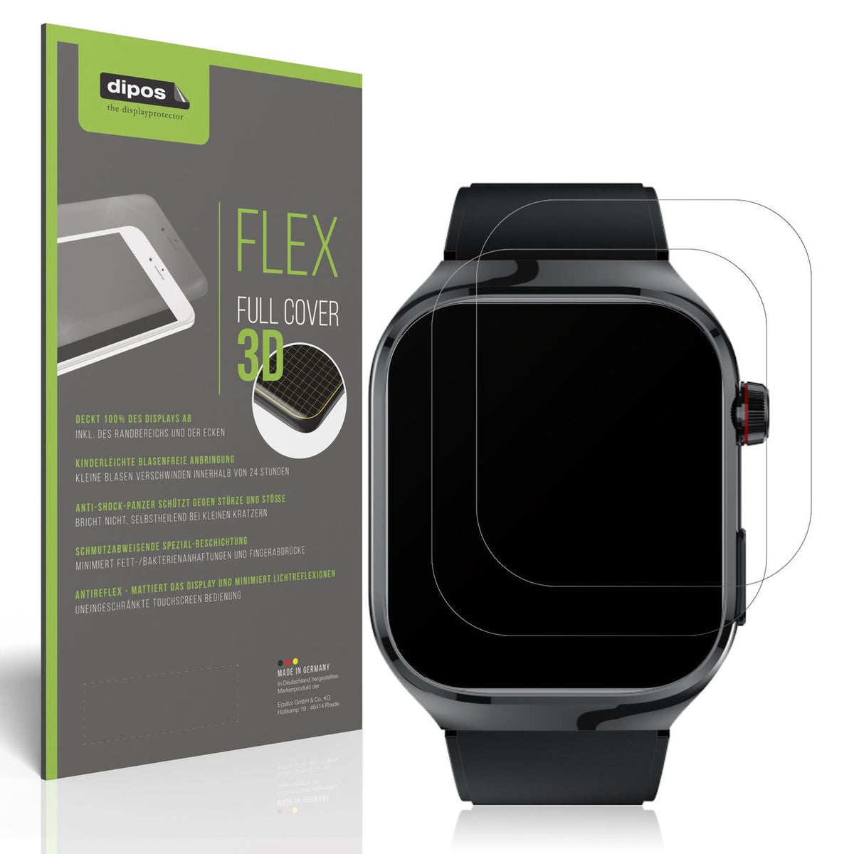 2x Full Cover Schutzfolie matt für TK 16 Smartwatch 2.04 Zoll