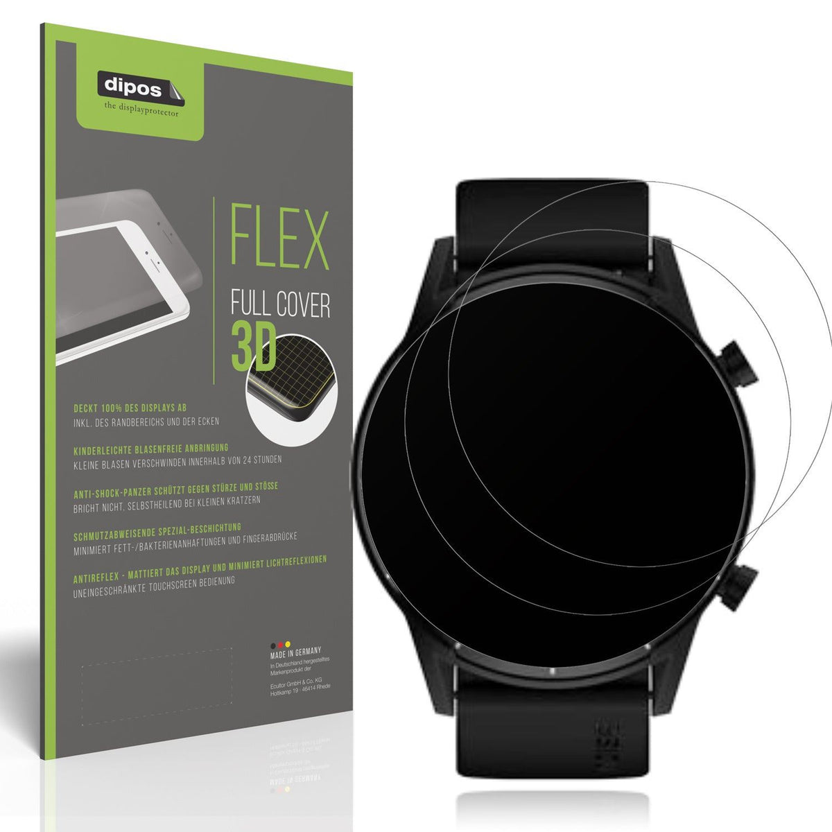 2x Full Cover Schutzfolie matt für Tecno Watch Pro 2