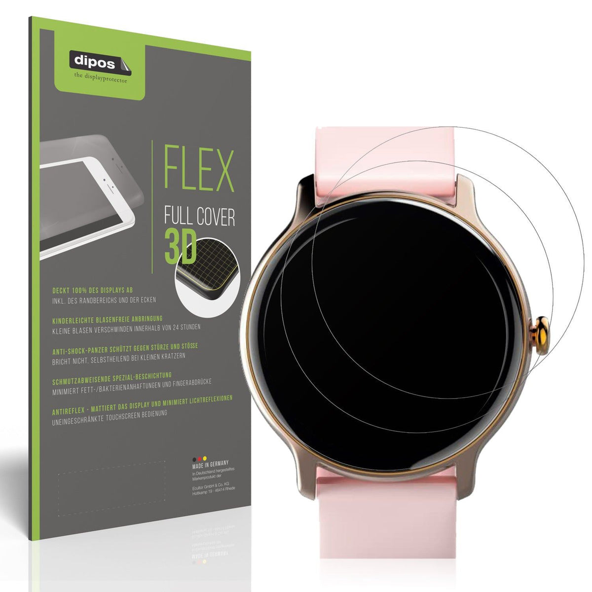 2x Full Cover Schutzfolie matt für Hama 4910 Smartwatch