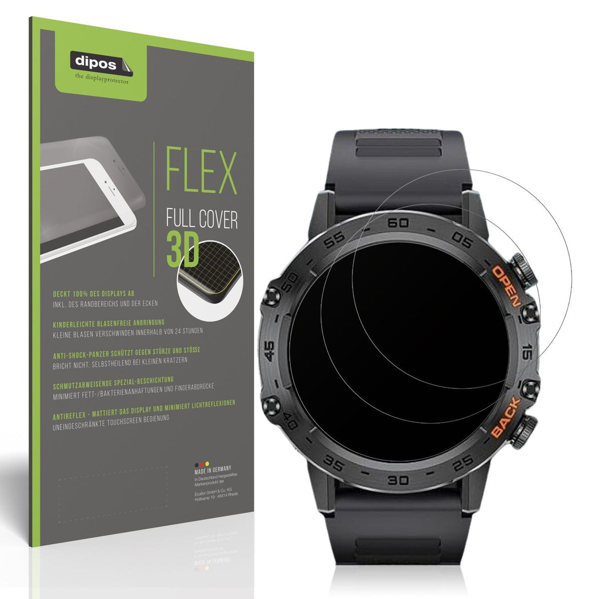 2x Full Cover Schutzfolie matt für Darmowade Smartwatch 1.39 Zoll