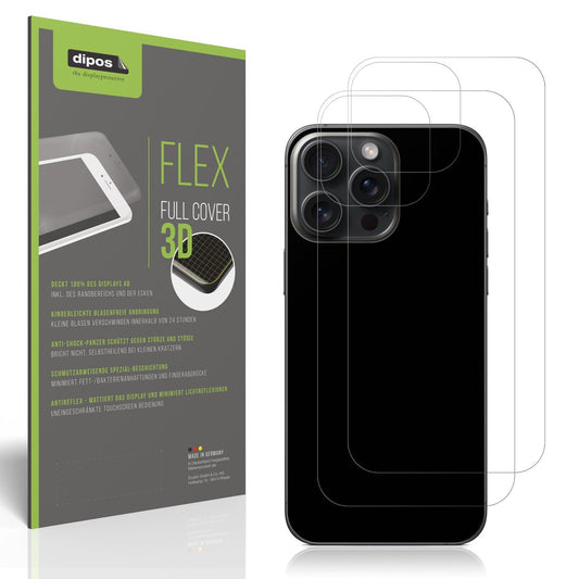 2x Full Cover Schutzfolie matt für Apple iPhone 15 Pro Max Rückseite