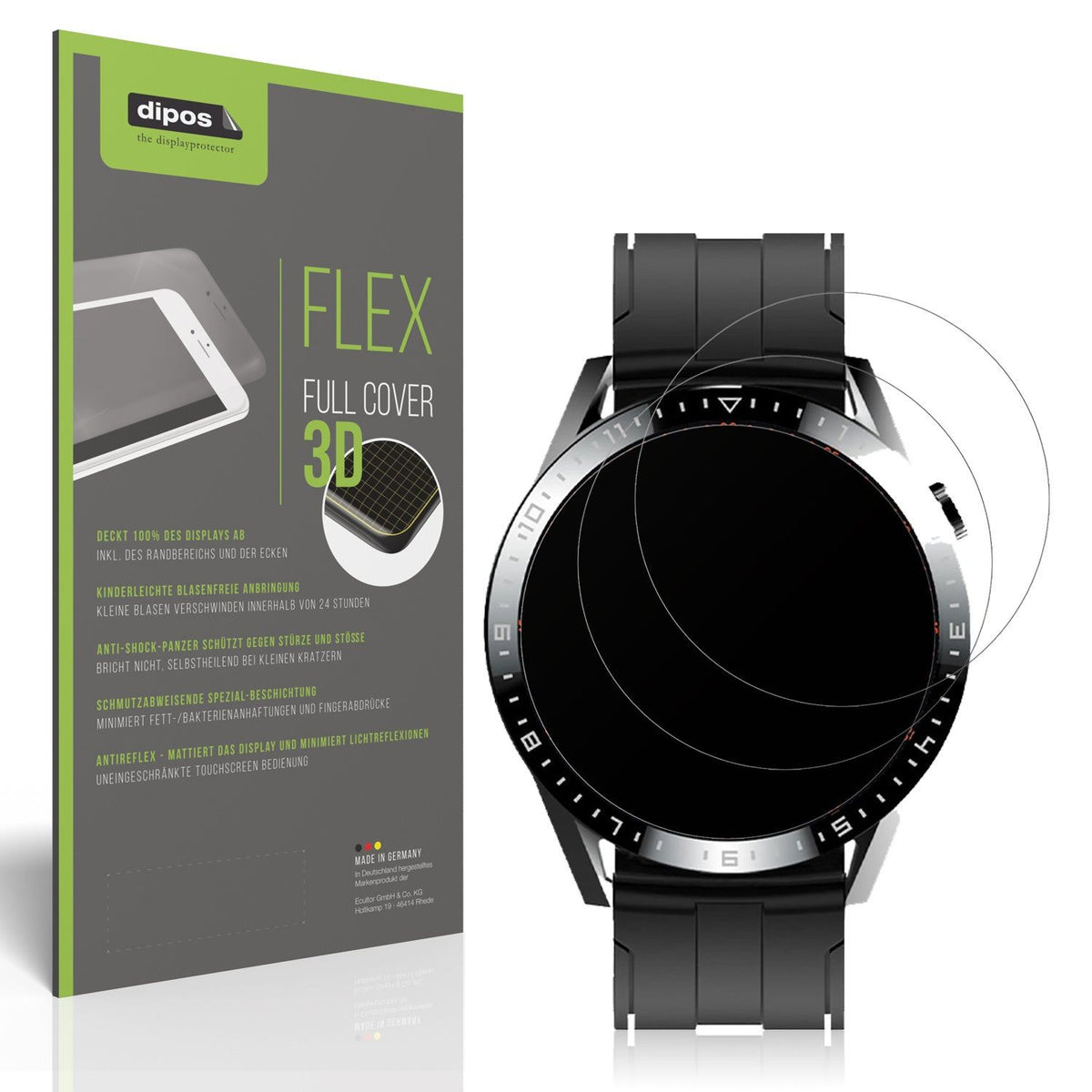 2x Full Cover Schutzfolie matt für Tracer Smartwatch SM9