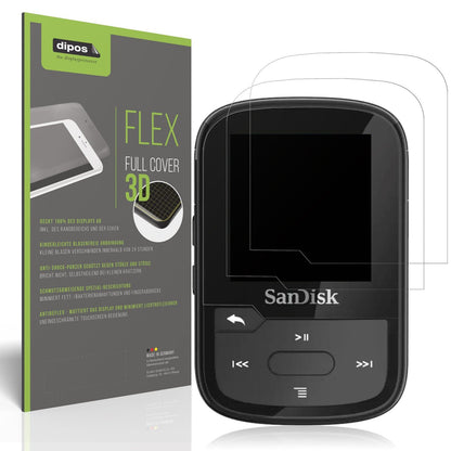 2x Full Cover Schutzfolie matt für SanDisk Clip Sport Plus