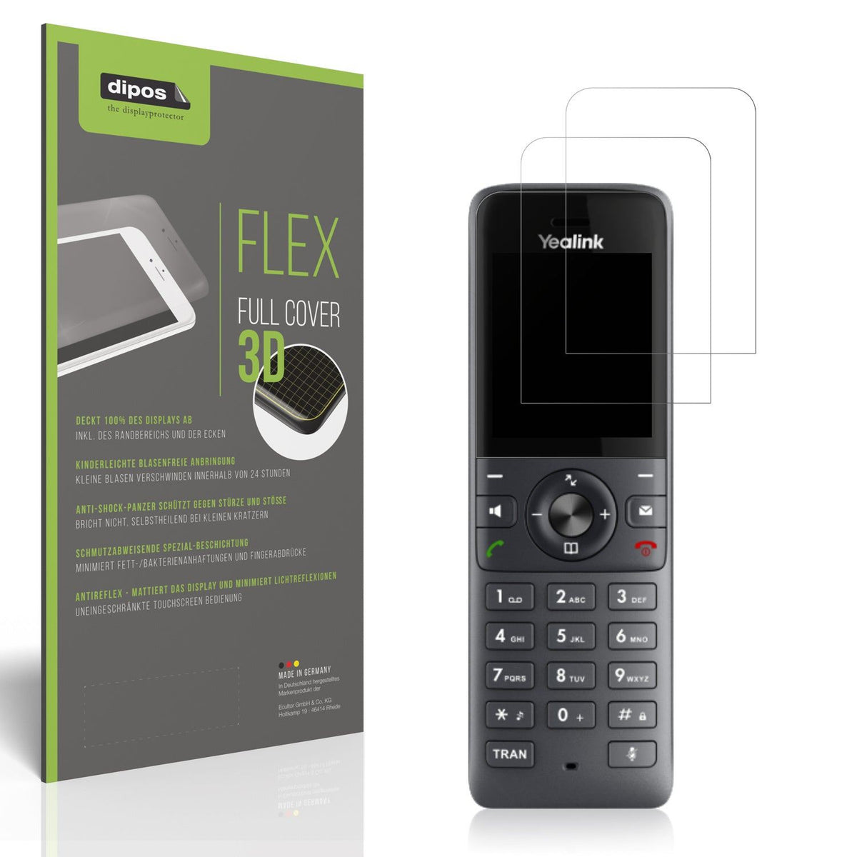 2x Full Cover Schutzfolie matt für Yealink W71H Dect
