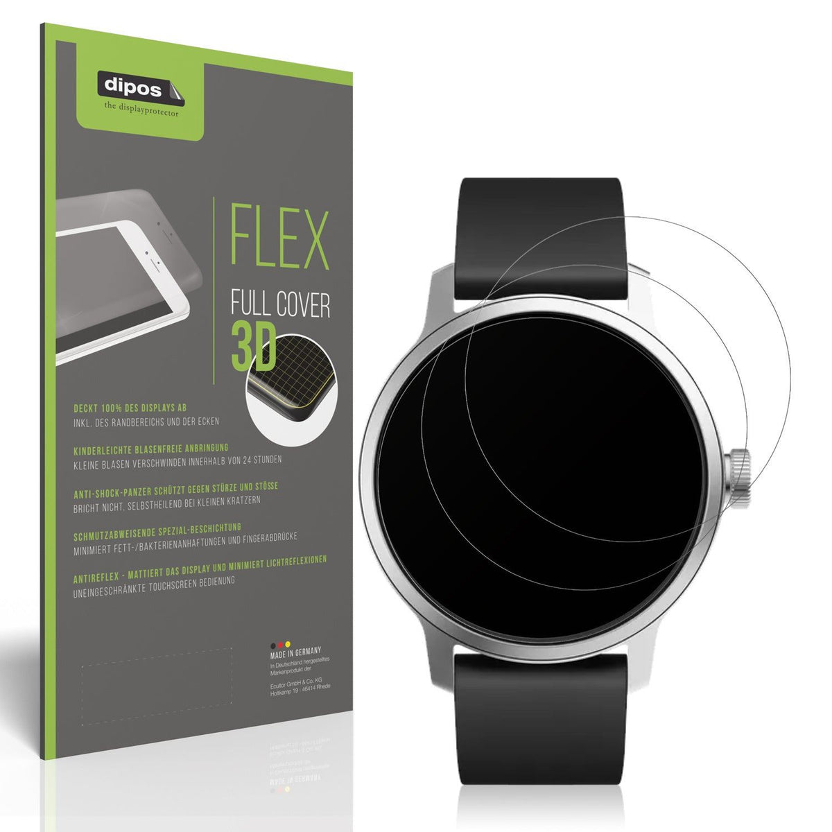 2x Full Cover Schutzfolie matt für Withings Scanwatch 42mm Gen. 1