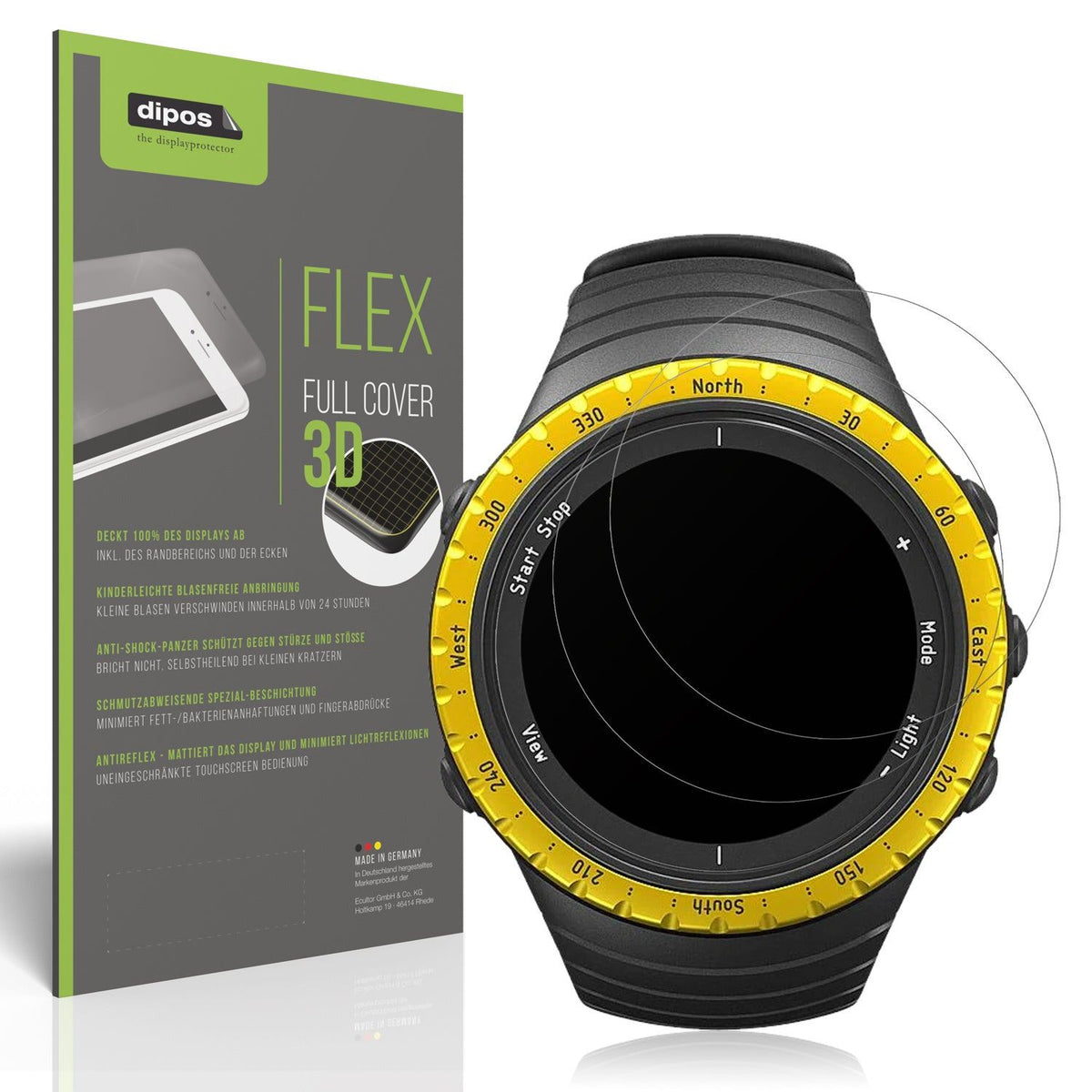 2x Full Cover Schutzfolie matt für Suunto Core Black Yellow