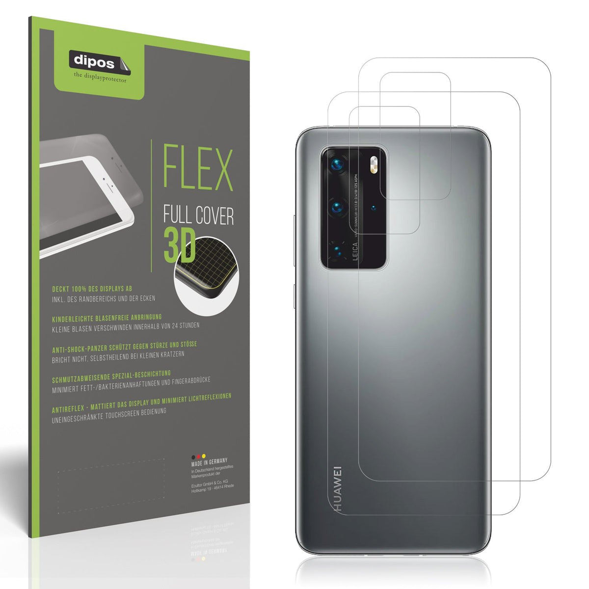 2x Full Cover Schutzfolie matt für Huawei P40 Pro Rückseite