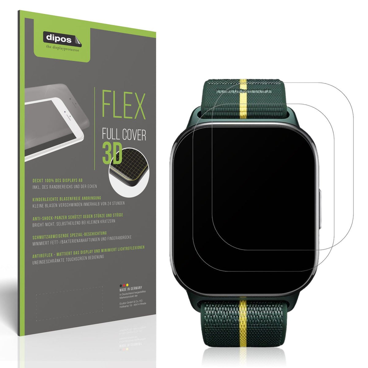 2x Full Cover Schutzfolie matt für Motorola Moto Watch Fit