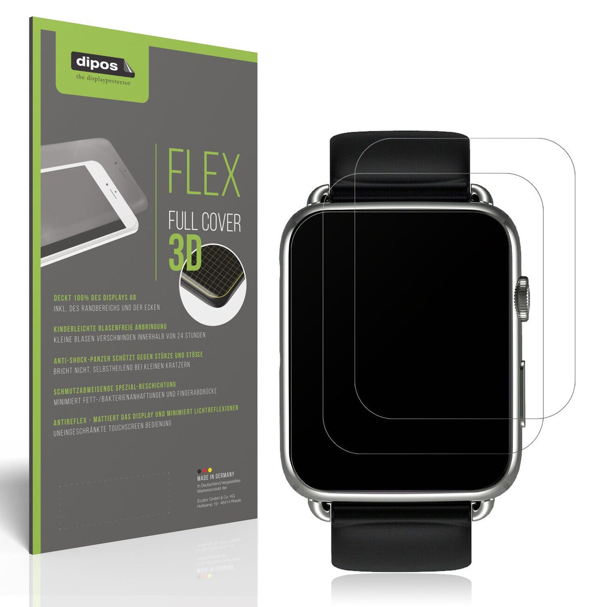2x Full Cover Schutzfolie matt für Smartwatch DM20 1.88 Zoll
