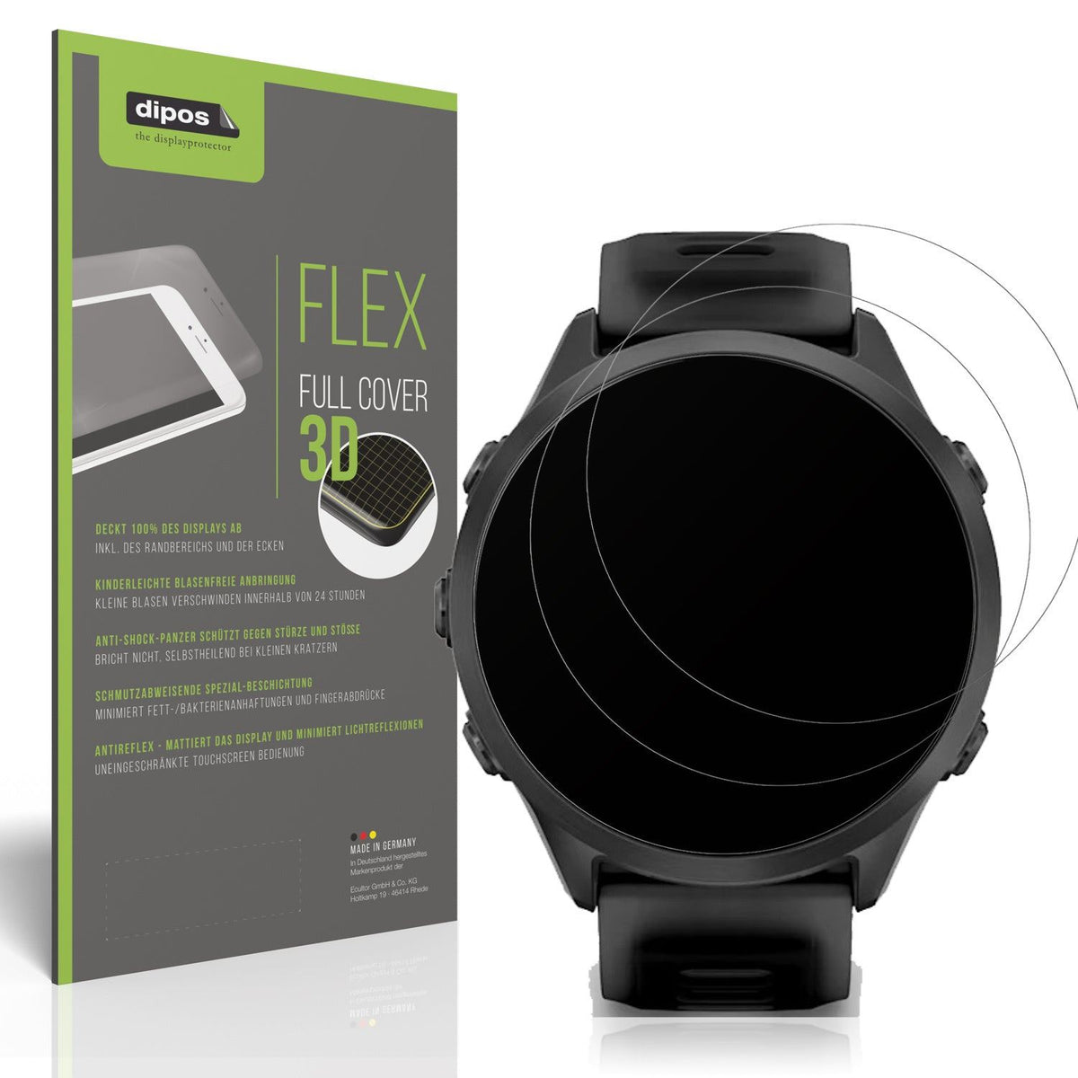 2x Full Cover Schutzfolie matt für Garmin Forerunner 570 47mm