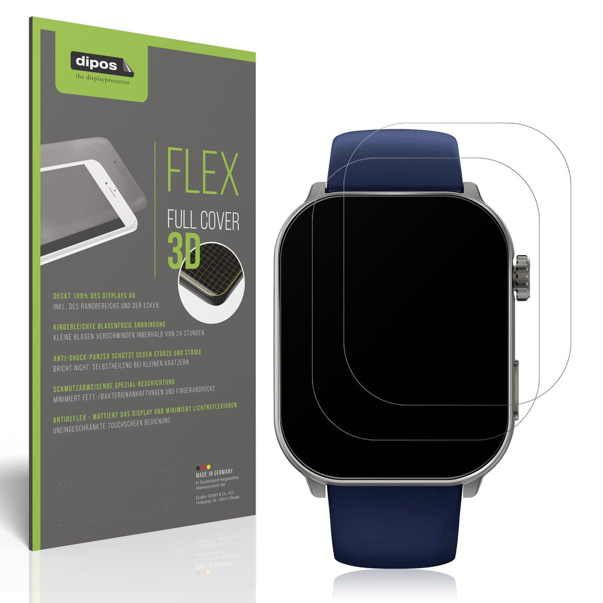2x Full Cover Schutzfolie matt für GARD PRO Health Smartwatch 3 41mm
