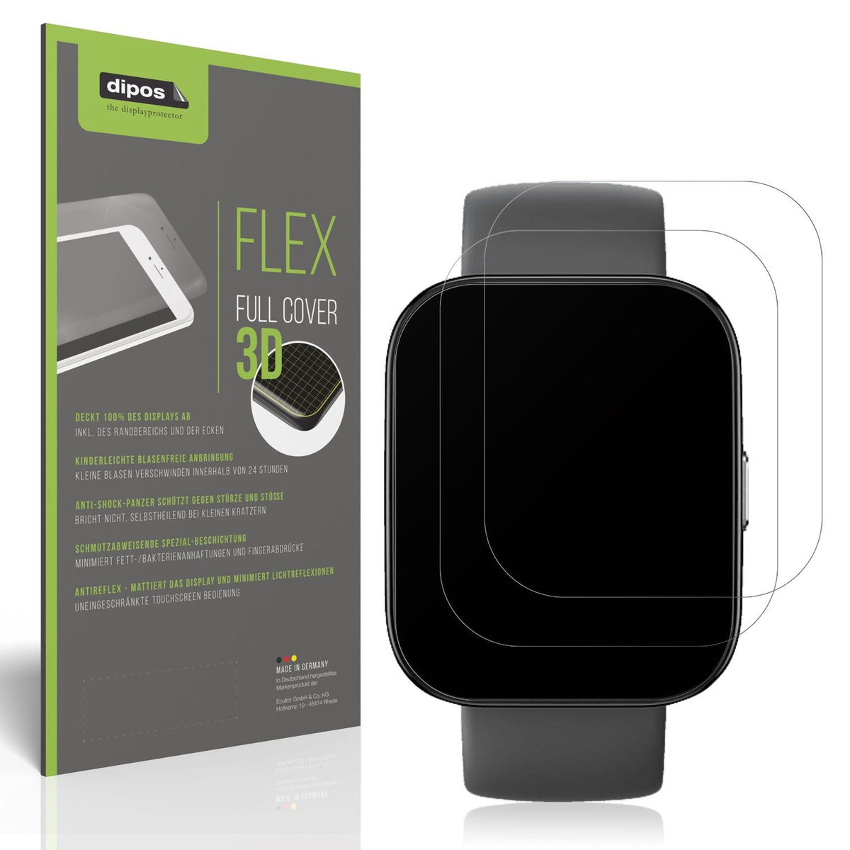 2x Full Cover Schutzfolie matt für Amazfit Bip 5 46mm A2215