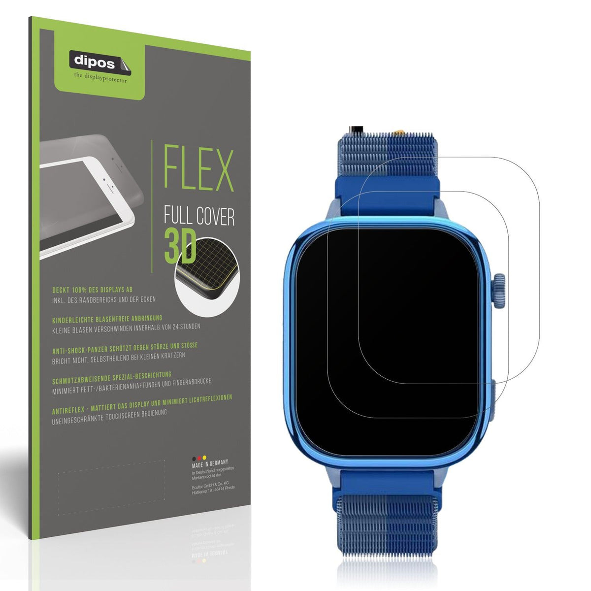 2x Full Cover Schutzfolie matt für Sanorum T40 4G Smartwatch