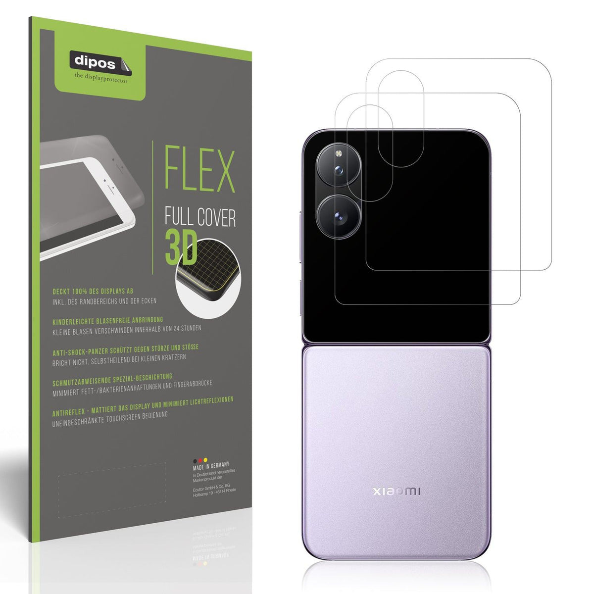 2x Full Cover Schutzfolie matt für Xiaomi Mix Flip 2 Außenseite