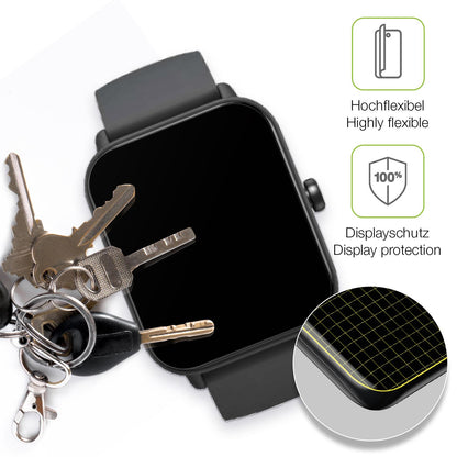 dipos Displayschutz für Fitpolo IDW19 Smartwatch, transparente Oberfläche, perfekte Passform auch für die Rundungen