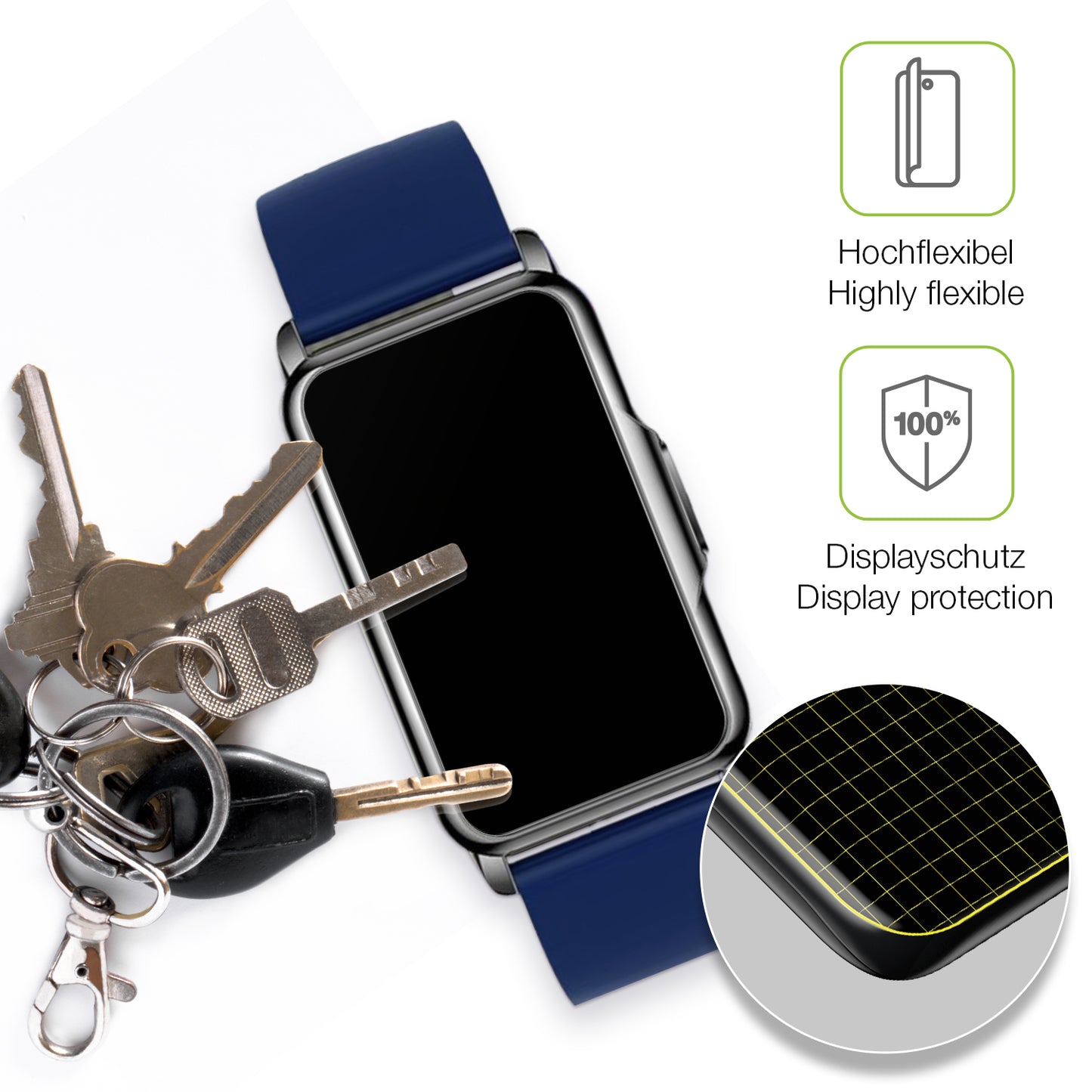 2x Full Cover Schutzfolie matt für Moikmlih 1.47 Zoll Smartwatch