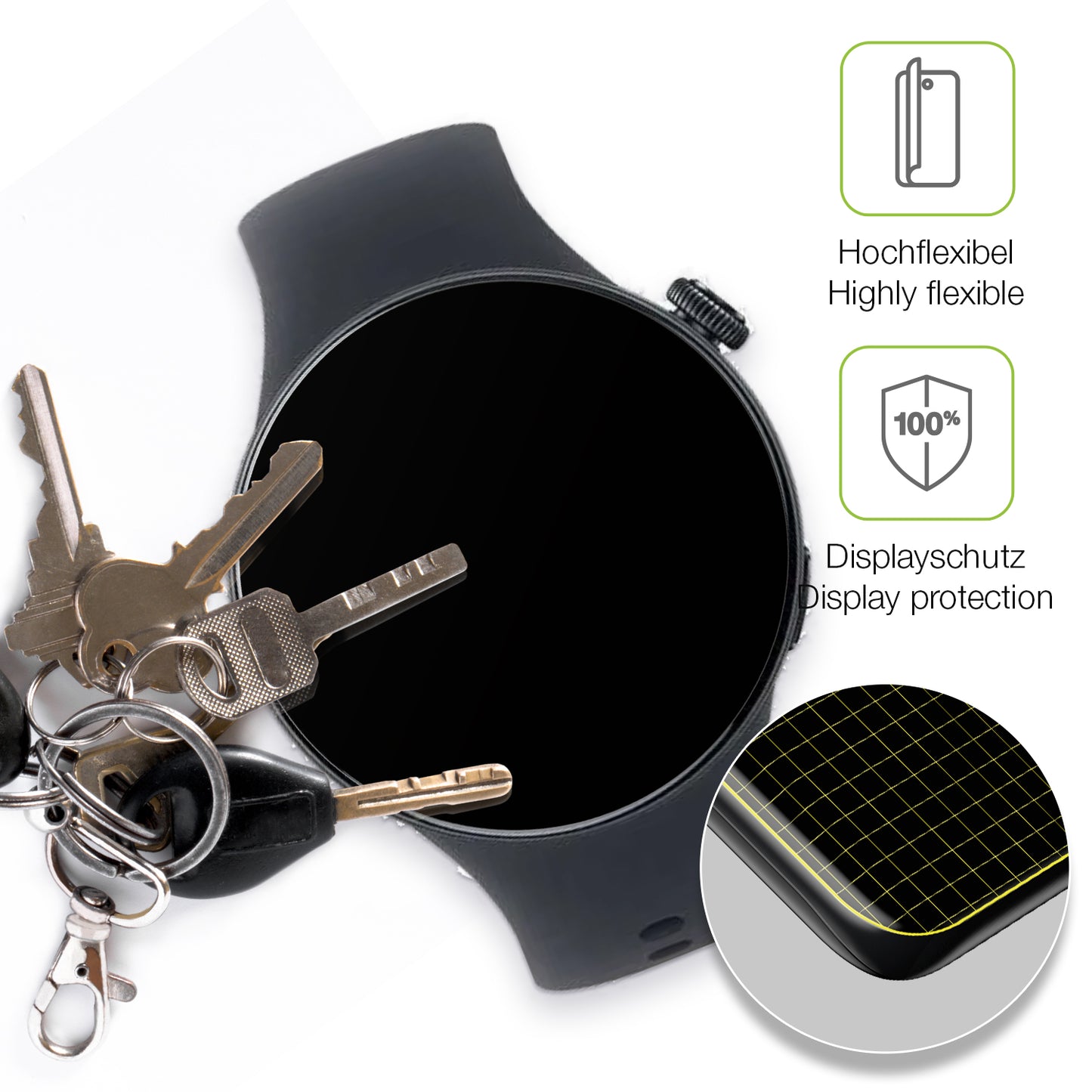 2x Full Cover Schutzfolie matt für Vivo Watch 5