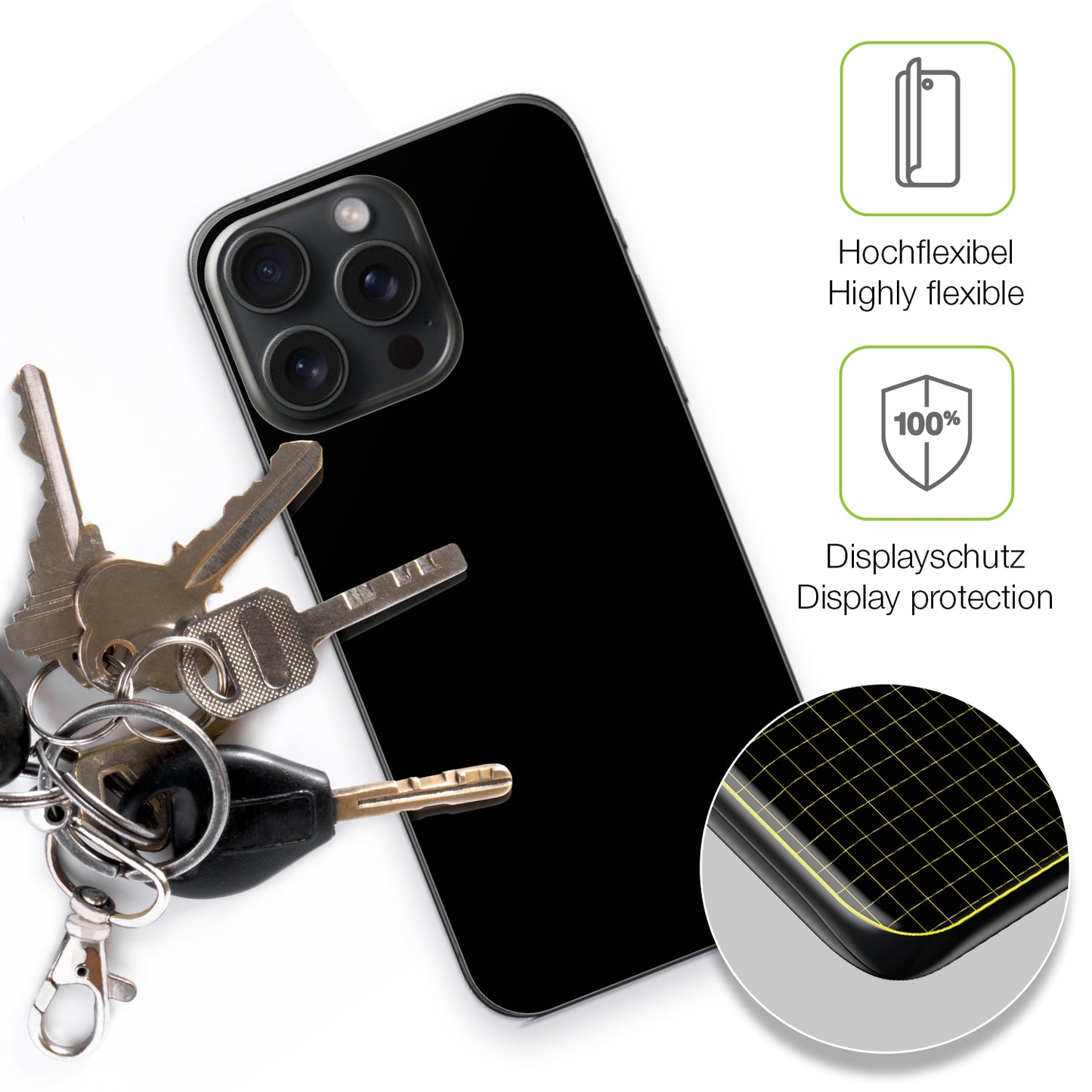 2x Full Cover Schutzfolie matt für Apple iPhone 16 Pro Rückseite