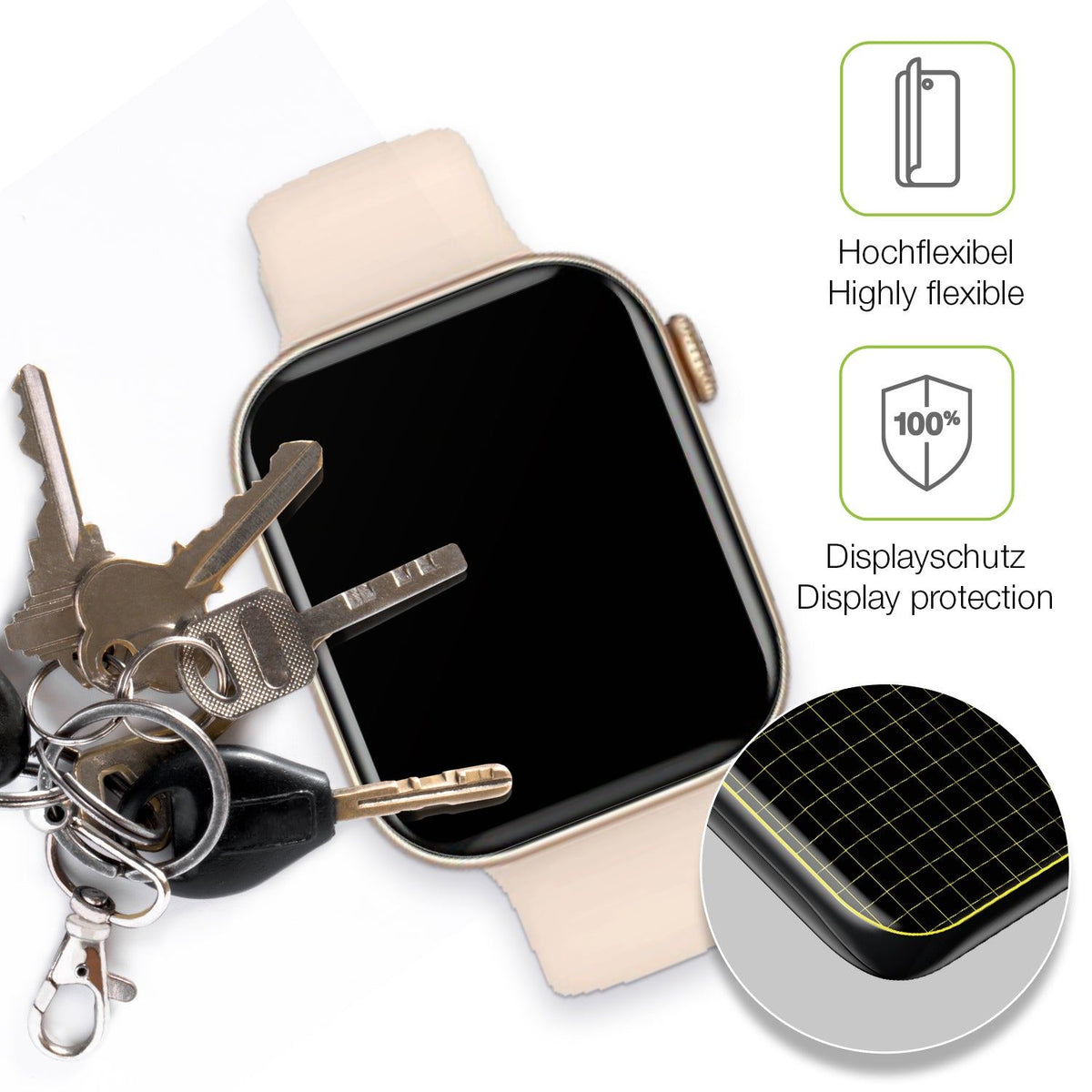 2x Full Cover Schutzfolie matt für Fireboltt Ring 2