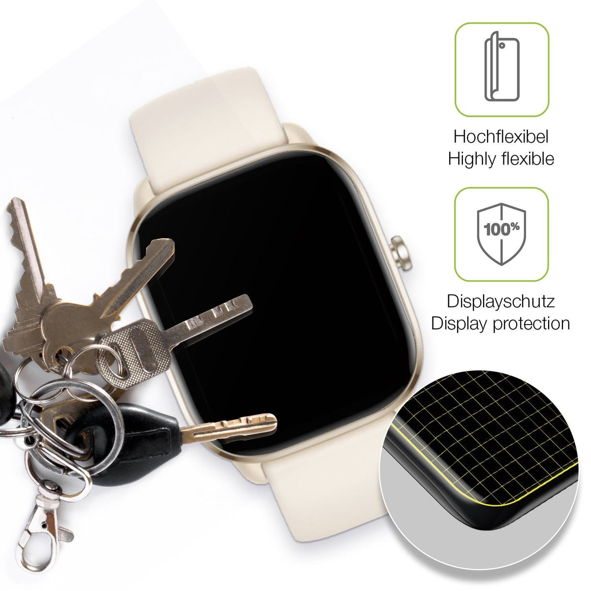 2x Full Cover Schutzfolie matt für Amazfit GTS 4 mini